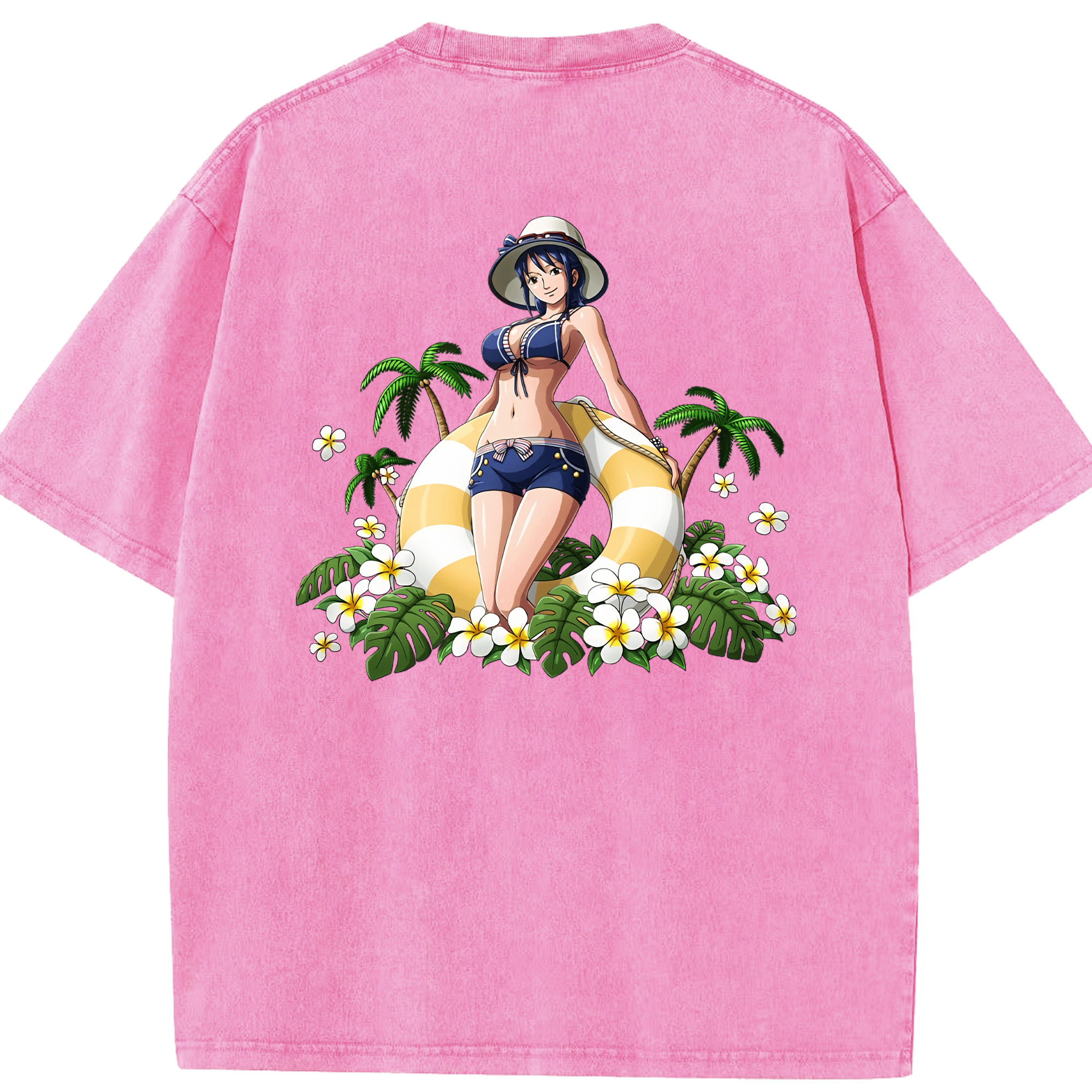 ワンピース ニコ・ロビン ONE PIECE Nico Robin 綿100% ヴィンテージ風 半袖Tシャツ（背面プリント）